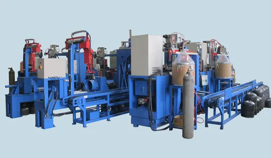 Linea di produzione del corpo delle attrezzature per la produzione di bombole di gas GPL da 12,5 kg/15 kg Saldatrice per maniglia/protezione/recinzione